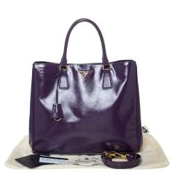 Pre Owned Prada Purple Saffiano Patent Leather Tote
