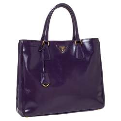 Pre Owned Prada Purple Saffiano Patent Leather Tote