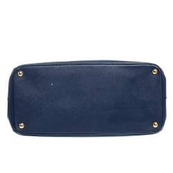 Pre Owned Prada Blue Saffiano Lux Leather Large Gardener's Tote