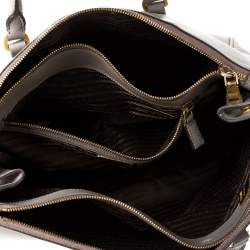 Pre Owned Prada Taupe Saffiano Lux Leather Large Double Zip Tote