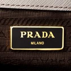Pre Owned Prada Taupe Saffiano Lux Leather Large Double Zip Tote