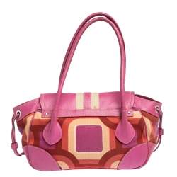Pre Owned Prada Multicolor Canvas and Leather Satchel