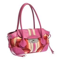 Pre Owned Prada Multicolor Canvas and Leather Satchel