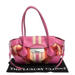 Pre Owned Prada Multicolor Canvas and Leather Satchel