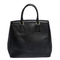 Pre Owned Prada Black Saffiano Lux Leather Parabole Tote