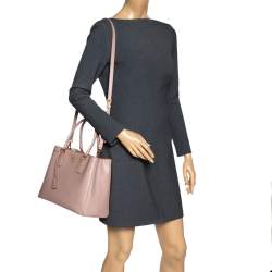 Pre Owned Prada Beige Saffiano Lux Leather Medium Galleria Tote