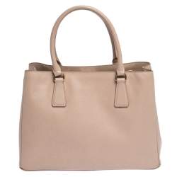 Pre Owned Prada Beige Saffiano Lux Leather Medium Galleria Tote