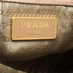 Pre Owned Prada Nude Beige Saffiano Lux Leather Large Double Zip Tote