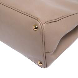 Pre Owned Prada Nude Beige Saffiano Lux Leather Large Double Zip Tote