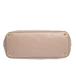 Pre Owned Prada Nude Beige Saffiano Lux Leather Large Double Zip Tote