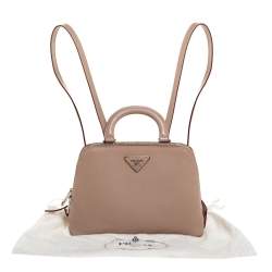 Pre Owned Prada Beige Saffiano Lux Leather Promenade Backpack