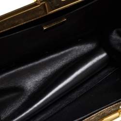 Pre Owned Prada Gold Saffiano Lux Leather Light Frame Shoulder Bag