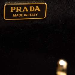 Pre Owned Prada Gold Saffiano Lux Leather Light Frame Shoulder Bag