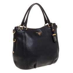 Pre Owned Prada Black Vitello Daino Leather Tote