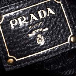 Pre Owned Prada Black Vitello Daino Leather Tote