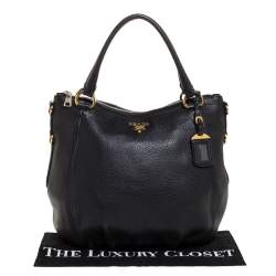 Pre Owned Prada Black Vitello Daino Leather Tote