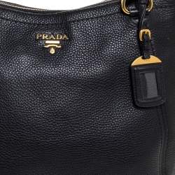Pre Owned Prada Black Vitello Daino Leather Tote