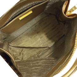 Pre Owned Prada Gold Saffiano Lux Leather Galleria Mini Bag