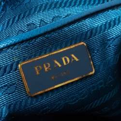 Pre Owned Prada Blue Saffiano Lux Leather Hobo