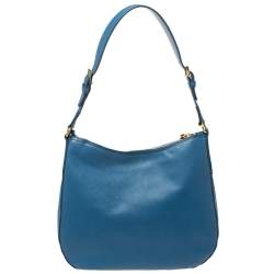 Pre Owned Prada Blue Saffiano Lux Leather Hobo
