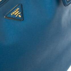 Pre Owned Prada Blue Saffiano Lux Leather Hobo