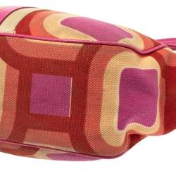 Pre Owned Prada Multicolor Printed Canvas and Leather Flap Hobo