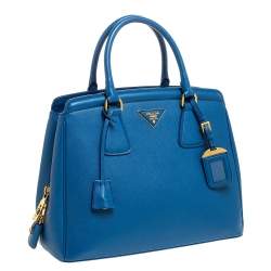 Pre Owned Prada Cobalt Blue Saffiano Lux Leather Parabole Tote