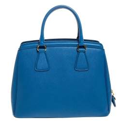 Pre Owned Prada Cobalt Blue Saffiano Lux Leather Parabole Tote
