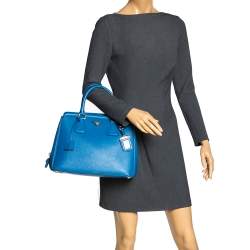 Pre Owned Prada Cobalt Blue Saffiano Lux Leather Parabole Tote