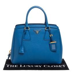Pre Owned Prada Cobalt Blue Saffiano Lux Leather Parabole Tote