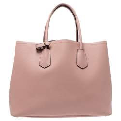 Pre Owned Prada Pink Saffiano Cuir Leather Medium Double Handle Tote