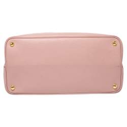 Pre Owned Prada Pink Saffiano Cuir Leather Medium Double Handle Tote