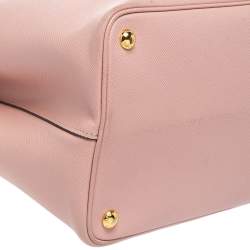 Pre Owned Prada Pink Saffiano Cuir Leather Medium Double Handle Tote