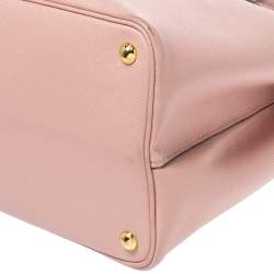 Pre Owned Prada Pink Saffiano Cuir Leather Medium Double Handle Tote