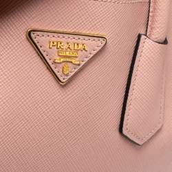 Pre Owned Prada Pink Saffiano Cuir Leather Medium Double Handle Tote