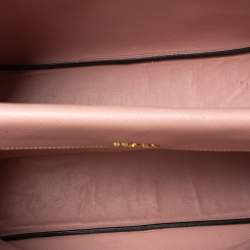 Pre Owned Prada Pink Saffiano Cuir Leather Medium Double Handle Tote