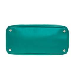Pre Owned Prada Green Soft Leather Medium Double Zip Tote