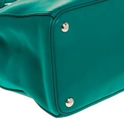 Pre Owned Prada Green Soft Leather Medium Double Zip Tote