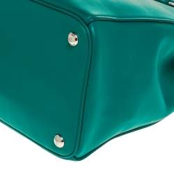 Pre Owned Prada Green Soft Leather Medium Double Zip Tote