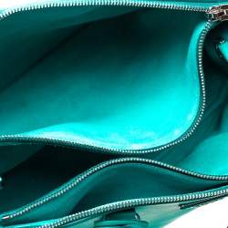 Pre Owned Prada Green Soft Leather Medium Double Zip Tote