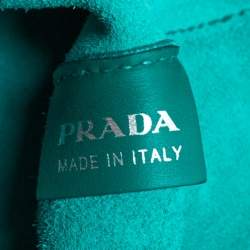 Pre Owned Prada Green Soft Leather Medium Double Zip Tote