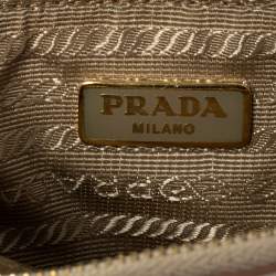 Pre Owned Prada Beige/Cream Saffiano Lux Leather Zip Pouch