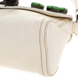 Pre Owned Prada White Leather Embellished Flap Bag