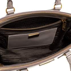 Pre Owned Prada Beige Saffiano Lux Leather Medium Galleria Double Zip Tote