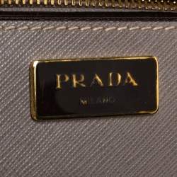 Pre Owned Prada Beige Saffiano Lux Leather Medium Galleria Double Zip Tote