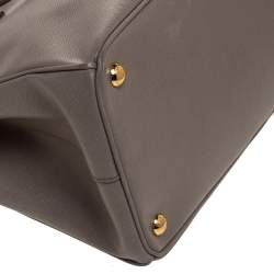 Pre Owned Prada Beige Saffiano Lux Leather Medium Galleria Double Zip Tote