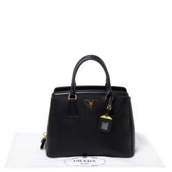 Pre Owned Prada Black Saffiano Lux Leather Parabole Tote