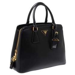Pre Owned Prada Black Saffiano Lux Leather Parabole Tote