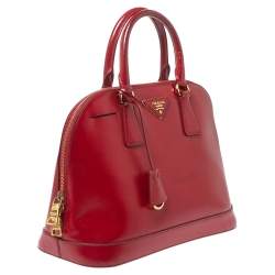 Pre Owned Prada Red Saffiano Patent Leather Promenade Satchel