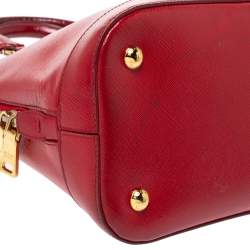 Pre Owned Prada Red Saffiano Patent Leather Promenade Satchel